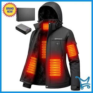 Heated Jacket with Battery Pack Fleece Lining Waterproof Skiing Hunting Outdoor